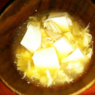 えのきと豆腐のしょうがいりかき玉汁